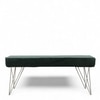 Zenith Sheesham Wood Accent 2 Seater Bench   In Green Cotton Velvet