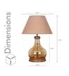 AYANA Brown Wood and Amber Glass Table Lamp with Beige Cotton Shade