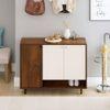 Prorage Engineered Wood Dual Tone 3 Doors Shoe Rack Cabinet Slipper Footwear Stand Organizer with Knobs and One Open Shelve Design Up to 12 Pairs for Home (Brown Maple & White)
