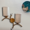 Devansh Metal Electric Wall Light in Gold Colour with White Shade Count of 2 Lights