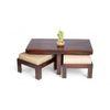 Irish Sheesham Wood 2 Seater Coffee Table Set In Walnut Finish