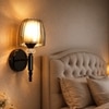 Eliante Modern Wall Lights Mild Steel & Glass Material Glossy Black & Smoky Finish