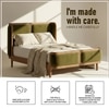 Valerio Duo-Panel Luxe King Size Bed in Olive colour Velvet with Oak wood Frame