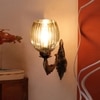 Devansh Metal Electric Wall Light in Antique gold Colour with Lavender Shade Count of 1 Light