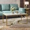 Ivy Rectangular White Marble And Metal Coffee Table In Gold Finish