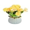 Blue Planter With Artificial Flowers