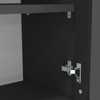 Aluminium Black Profile 6 Fluted Glass Handless Shutters Wall Cabinet In Slate Grey Finish