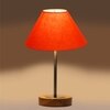 Devansh Orange Cotton Table Lamp With  Natural  Wood Base  & Steel Pipe -(10X16.25 Inches)-30