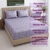 Lavender Floral cotton 400 Tc fitted Double Queen Size Bedsheet With 2 Pillow Covers