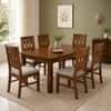 Globally Indian Vihana Solid Sheesham Wood 6 Seater Dining Table Set 6 Chairs Grey