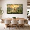 The Castle Decor White Golden Deer Wall Art Design 6 Wooden Framed 27x48 Inch