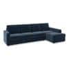 Apollo Compact Sofa (Colour : Sea Port Blue Velvet, Cushion : Soft, Back Type : Regular, Seating Capacity : Right Aligned 3 Seater + Right Aligned Chaise + Ottoman)