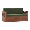 Bram 3 Seater Pull Out Sofa Cum Bed in Honey Finish with Moss Green Colour