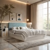 Kosha Engineered Wood Queen  Size Bed With Hydraulic Storage (Melamine Finish, White Colour)