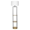 Gallow Metal Multiutility Shelf Floor Lamp With White Cotton Shade