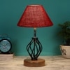 Camilla Maroon Jute Table lamp with Wood & Iron Base
