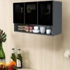 Aluminium Black Profile 4 Tinted Glass Handless Shutter  In Slate Grey Finish