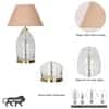 ELVORA Diamond Cut Clear Glass Table Lamp with Brass Base Beige Shade