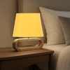 Devansh Yellow Cotton Table Lamp With  Wood Natural Base -6
