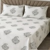 Demi Black & White Floral 330 TC Cotton Flat Super King Size Bedsheet with 2 Pillow Covers – Threads