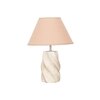 BURFORD Small Distress White Finish  Wood Table Lamp With Beige Cotton Shade