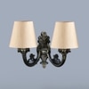 Devansh Metal Electric Wall Light in Antique Gold Colour with off-white Shade Count of 2 Lights