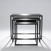 Modern Black Metal Coffee Table With Nesting Stools
