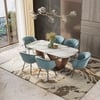 Paloma 6 seater Pluto Spanish Ceramic Dining Table With Set of 3 Calix Dining Chairs