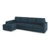 Apollo Compact Sofa (Colour : Indigo Blue, Cushion : Hard, Back Type : Regular, Seating Capacity : Left Aligned 3 Seater + Left Aligned Chaise + Ottoman)
