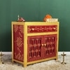 D'Dass Big Red Sheesham and Mdf Wooden Temple For Pooja With Cabinet