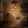 Halo Brown Solid Wood Cluster Hanging Light