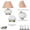 MALOTO Frosted White Glass and Chrome Finish Metal Table Lamp With Beige Cotton Shade