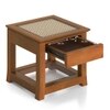 Fujiwara Solid Wood And Cane Bedside Table In Amber Walnut Finish