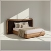 Elowen Softline King Size Bed in velvet With Oak wood Frame & Hydraulic Storage