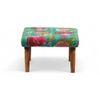 Queens Solid Wood Pouf Stool in Sea Green Fruit Print fabric