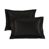 Stoa Paris Satin Pillow Covers,  Premium Plain Pillow Cover Set of 2, 68L x 45W cms - Midnight Black