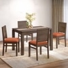 Atlas Crest Storage Solid Wood 4 Seater Dining Table With Atlas Dining Chairs (Finish : Danish Walnut, Chair Colour : Burnt Orange)