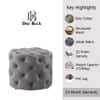 Doe Buck Briana Velvet Tufted Ottoman Cube in Grey Colour