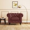 Winchester 1 Seater Premium Italian Leather Sofa In Bordeaux