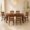 Globally Indian Vedansh Solid Sheesham Wood 6 Seater Dining Table Set 6 Chairs Grey
