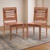 Capra Solid Wood Dining Chair Set Of 2 In Teak Finish