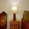 Cedar Brown Wooden Table Lamp with White Fabric Lampshade