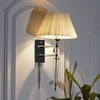 Aberdeenshire Glass and Chrome Wall Light With Off White Cotton Shade