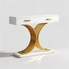 White Metal Console Table in White & Gold Colour