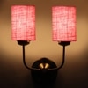 Devansh Metal Electric Wall Light in Gold Colour with Pink Shade Count of 2 Lights