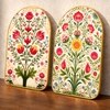 Mughal Floral Wall Art Painting Set of 2 with Gold Frame 16 x 24 Inch