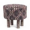 Morgan Solid Wood Pouf Stool in Black Diamond Jackard fabric