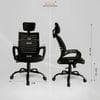 Aspira High Back Mesh Office Chair with Headrest in Black Colour