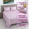 Pink Floral 400 Tc  Cotton Flat  Super King Size Bedsheet With 2  Pilllow Covers