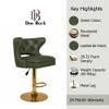 Doe Buck Verona Faux Leather Adjustable Bar Stool in Green Colour with Gold Base
